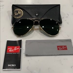 Ray Ban Gold/Green Aviators LARGE Frames